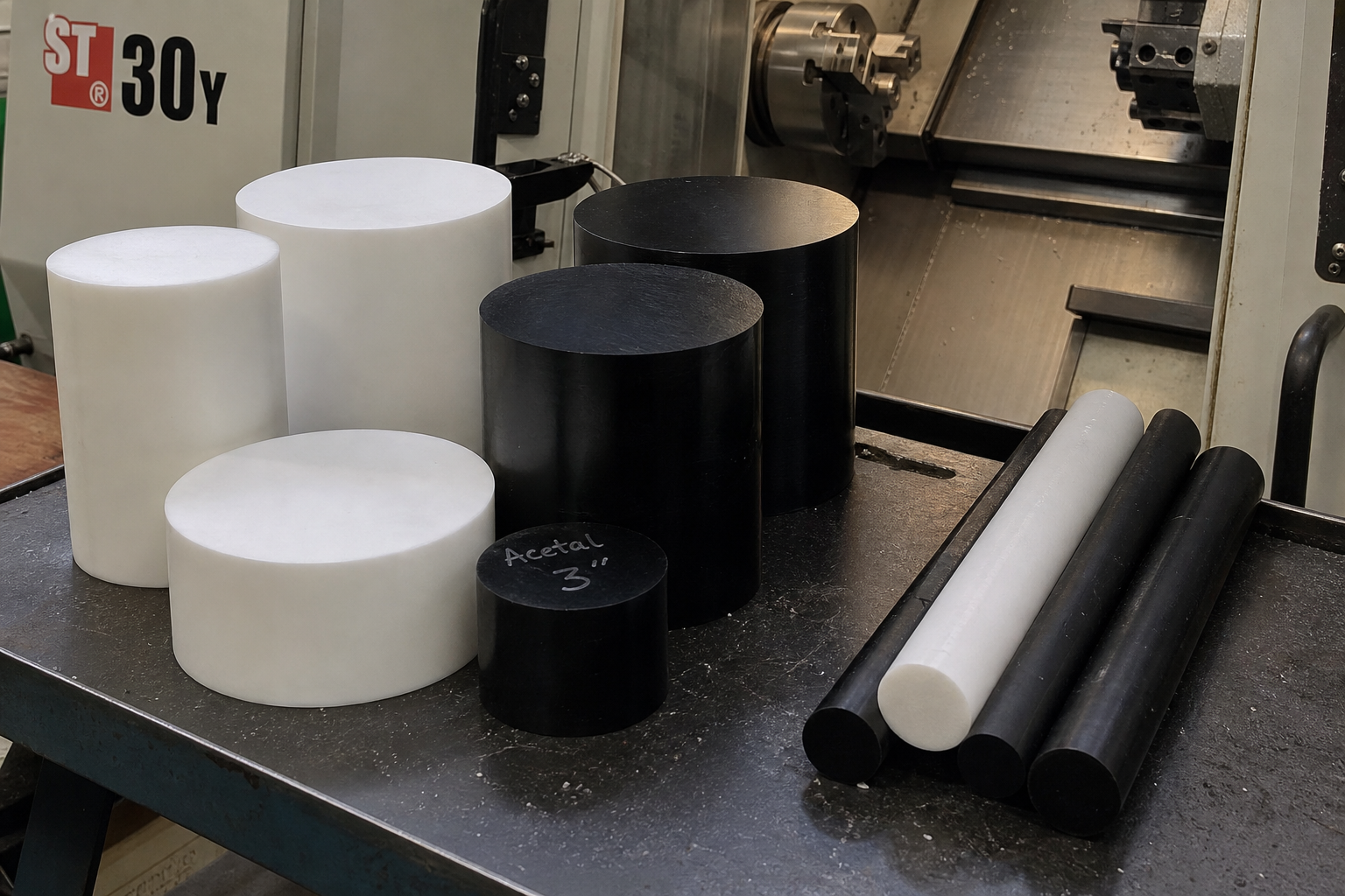 Engineering plastic stock in a manufacturing setting
